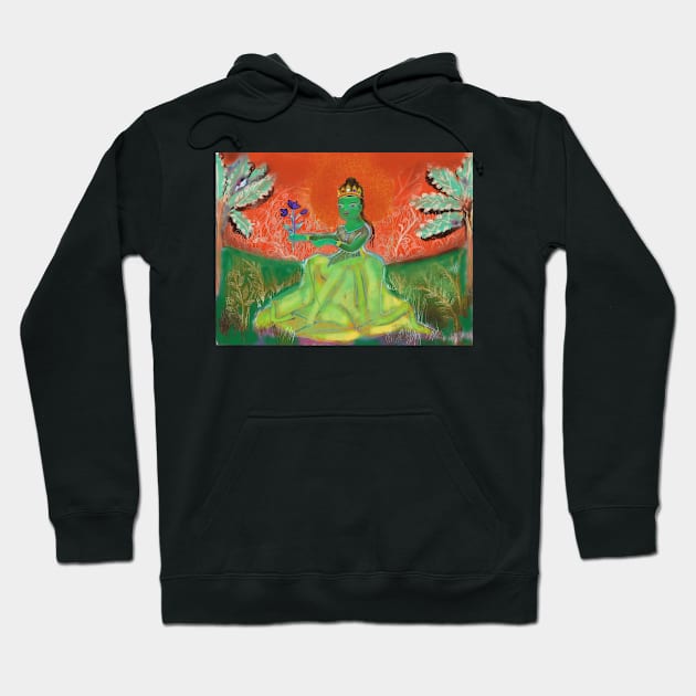 Green Tara in non traditional iconography Hoodie by Visuddhi